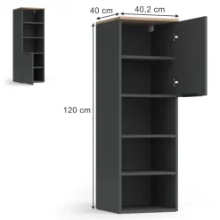 Universalschrank Wido Anthrazit/Sonoma 40.2 x 120 cm mit einer Tür Vicco