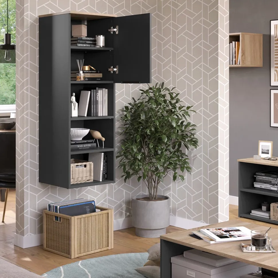 Universalschrank Wido Anthrazit/Sonoma 40.2 x 120 cm mit einer Tür Vicco