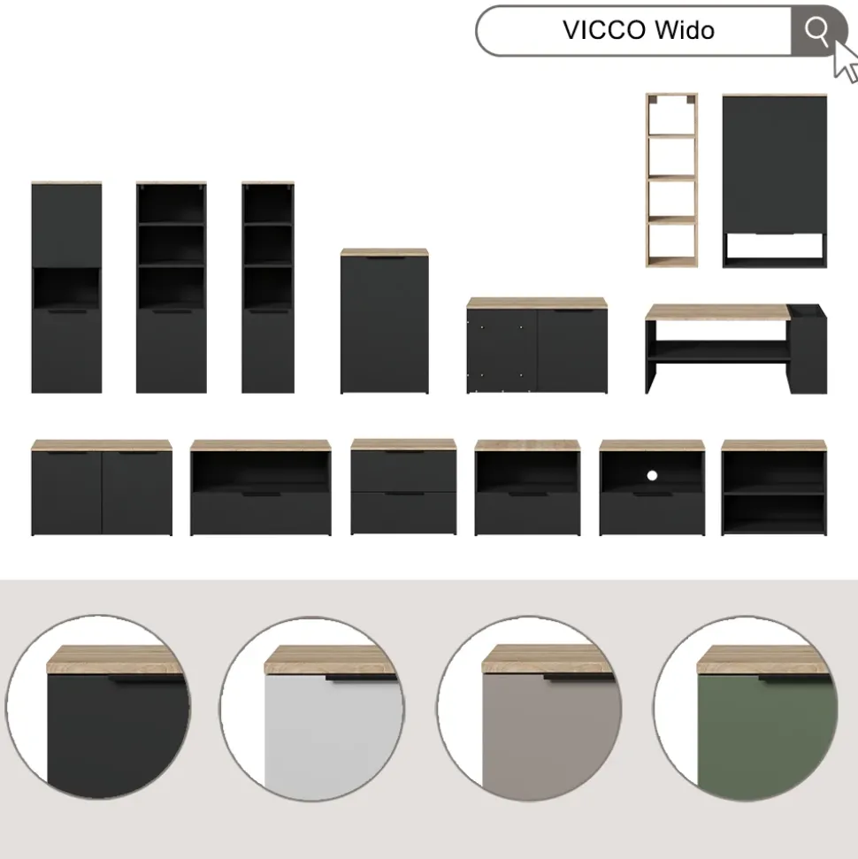 Universalschrank Wido Anthrazit/Sonoma 40.2 x 120 cm mit einer Tür Vicco