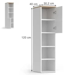 Universalschrank Wido Weiß/Sonoma 30.2 x 120 cm mit einer Tür Vicco