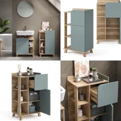 Unterschrank Karen Sonoma/Blau 50 x 90 cm mit Tür und Schublade Vicco