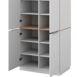 Vicco Aktenschrank Betti, Büroschrank, Weiß/Sonoma, 82 x 179 cm mit 6 Regale