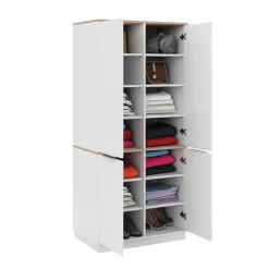 Vicco Aktenschrank Betti, Büroschrank, Weiß/Sonoma, 82 x 179 cm mit 6 Regale