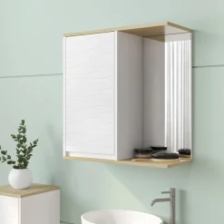 Vicco Bad Spiegelschrank Weiß Livia 60x63x24 cm - Badezimmerschrank mit Spiegel, Nutzt den Raum über der Toilette clever aus