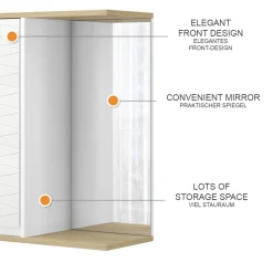 Vicco Bad Spiegelschrank Weiß Livia 60x63x24 cm - Badezimmerschrank mit Spiegel, Nutzt den Raum über der Toilette clever aus