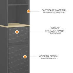 Vicco Badezimmermöbel Anthrazit Livia 30x151x30 cm - Der Badezimmerhochschrank, Nutzt den Raum über der Toilette clever aus
