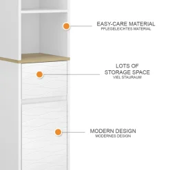 Vicco Badezimmermöbel Weiß Livia 30x151x30 cm - Badezimmerschrank, Nutzt den Raum über der Toilette clever aus