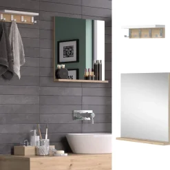 Vicco Badezimmerspiegel "Henri", Weiß/Artisan-Eiche, 50 x 51.6 cm mit Regal