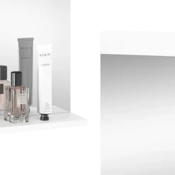 Vicco Badezimmerspiegel Izan, Badspiegel, Weiß Hochglanz, 80.1 x 62 cm mit Regal