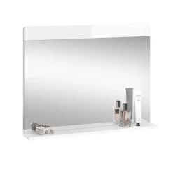 Vicco Badezimmerspiegel Izan, Badspiegel, Weiß Hochglanz, 80.1 x 62 cm mit Regal