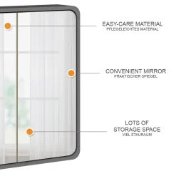 Vicco Badezimmerspiegelschrank Anthrazit/Eiche Arla 60x60x12 cm - Badezimmerspiegelschrank mit Spiegel, Viel Stauraum für Handtücher, Kosmetik & Pflegeprodukte