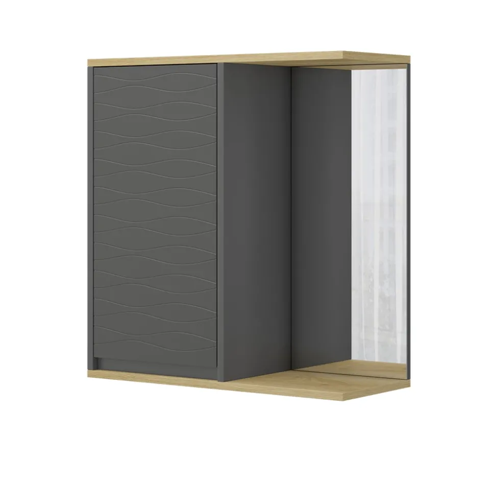 Vicco Badezimmerspiegelschrank Anthrazit Livia 60x63x24 cm - Badezimmerspiegelschrank mit Spiegel, Nutzt den Raum über der Toilette clever aus