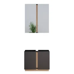 Vicco Badmöbel-Set Anthrazit Gloria, bestehend aus Badezimmerspiegel, Waschbeckenunterschrank - Unterschrank- und Hängeschrank-Kombination