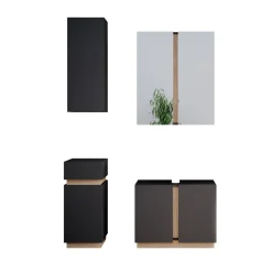 Vicco Badmöbel-Set Anthrazit Gloria, bestehend aus Bad Spiegelschrank, Waschbeckenunterschrank, Midischrank, Hängeschrank - Unterschrank- und Hängeschrank-Kombination