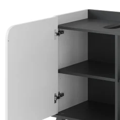 Vicco Badmöbel-Set Anthrazit/Weiß Karen, bestehend aus Badezimmerspiegel, Waschbeckenunterschrank - Offene und geschlossene Fächer für flexible Aufbewahrung