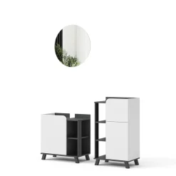 Vicco Badmöbel-Set Anthrazit/Weiß Karen, bestehend aus Bad Spiegelschrank, Waschbeckenunterschrank, Midischrank - Offene und geschlossene Fächer für flexible Aufbewahrung