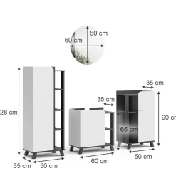 Vicco Badmöbel-Set Anthrazit/Weiß Karen, bestehend aus Bad Spiegelschrank, Waschbeckenunterschrank, Midischrank, Hängeschrank - Offene und geschlossene Fächer für flexible Aufbewahrung