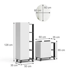 Vicco Badmöbel-Set Anthrazit/Weiß Karen, bestehend aus Bad Spiegelschrank, Waschbeckenunterschrank, Hochschrank - Offene und geschlossene Fächer für flexible Aufbewahrung
