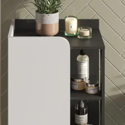 Vicco Badmöbel-Set Anthrazit/Weiß Karen, bestehend aus Bad Spiegelschrank, Waschbeckenunterschrank, Hochschrank - Offene und geschlossene Fächer für flexible Aufbewahrung