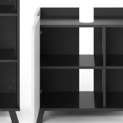 Vicco Badmöbel-Set Anthrazit/Weiß Karen, bestehend aus Spiegel, Hängeschrank, Eckhängeschrank, Midischrank, Waschtischunterschrank, Badschrank - Offene und geschlossene Fächer für Aufbewahrung