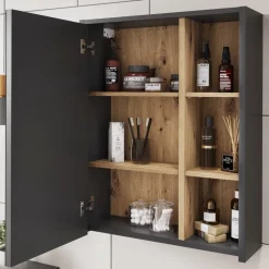 Vicco Badmöbel-Set Grau/Artisan Viola, bestehend aus Bad Spiegelschrank, Waschbeckenunterschrank, Midischrank - Mehr Stauraum ohne Bodenfläche zu nutzen