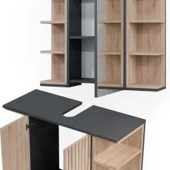 Vicco Badmöbel-Set Sonoma Aquis, bestehend aus Waschtischunterschrank, Spiegelschrank - Offene und geschlossene Fächer für flexible Aufbewahrung