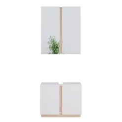 Vicco Badmöbel-Set Weiß Gloria, bestehend aus Badezimmerspiegel, Waschbeckenunterschrank - Unterschrank- und Hängeschrank-Kombination