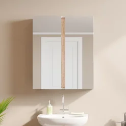 Vicco Badmöbel-Set Weiß Gloria, bestehend aus Badezimmerspiegel, Waschbeckenunterschrank - Unterschrank- und Hängeschrank-Kombination