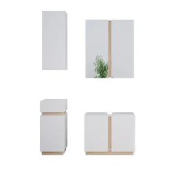 Vicco Badmöbel-Set Weiß Gloria, bestehend aus Bad Spiegelschrank, Waschbeckenunterschrank, Midischrank, Hängeschrank - Unterschrank- und Hängeschrank-Kombination