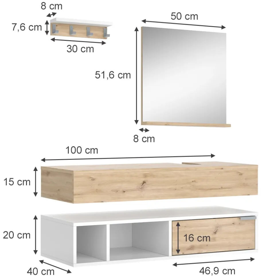 Vicco Badmöbel-Set Weiß Henri, bestehend aus Bad Spiegelschrank, Waschbeckenunterschrank, Midischrank - Mehr Stauraum ohne Bodenfläche zu nutzen