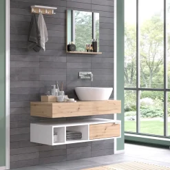 Vicco Badmöbel-Set Weiß Henri, bestehend aus Bad Spiegelschrank, Waschbeckenunterschrank, Midischrank - Mehr Stauraum ohne Bodenfläche zu nutzen