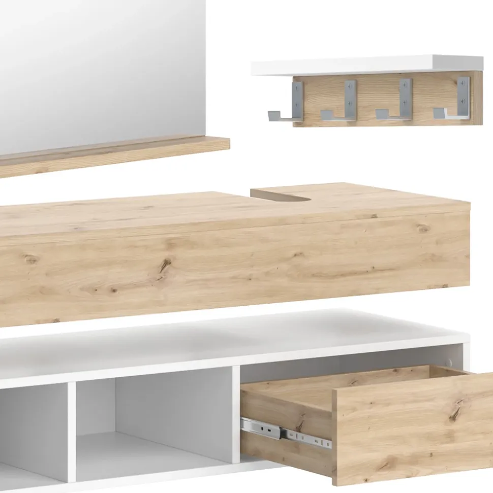 Vicco Badmöbel-Set Weiß Henri, bestehend aus Bad Spiegelschrank, Waschbeckenunterschrank, Midischrank - Mehr Stauraum ohne Bodenfläche zu nutzen