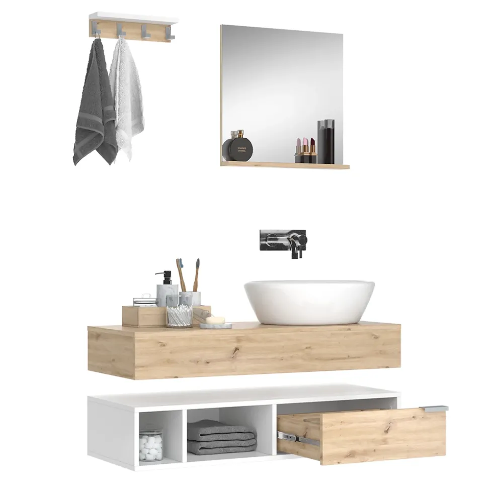 Vicco Badmöbel-Set Weiß Henri, bestehend aus Bad Spiegelschrank, Waschbeckenunterschrank, Midischrank - Mehr Stauraum ohne Bodenfläche zu nutzen