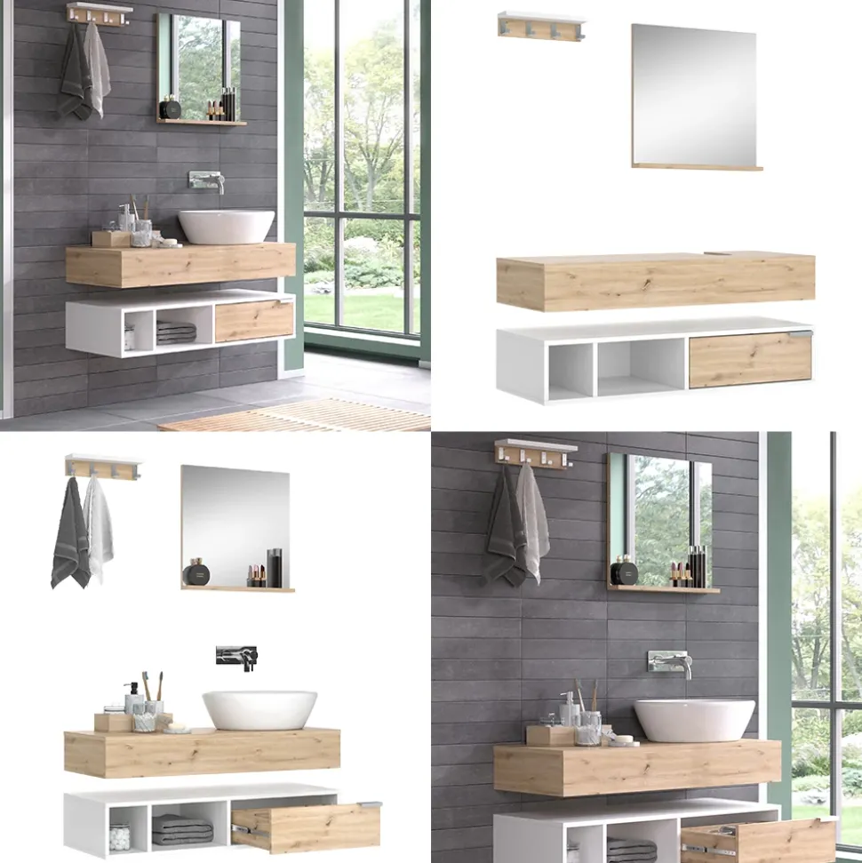 Vicco Badmöbel-Set Weiß Henri, bestehend aus Bad Spiegelschrank, Waschbeckenunterschrank, Midischrank - Mehr Stauraum ohne Bodenfläche zu nutzen