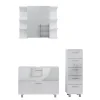 Vicco Badmöbel-Set Weiß Hochglanz Ilias, bestehend aus Bad Spiegelschrank, Waschbeckenunterschrank, Midischrank - mit Fächern für flexible Aufbewahrung