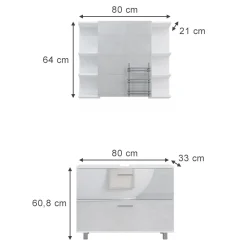 Vicco Badmöbel-Set Weiß Hochglanz Ilias, bestehend aus Badspiegelschrank, Waschbeckenunterschrank - mit Fächern für flexible Aufbewahrung