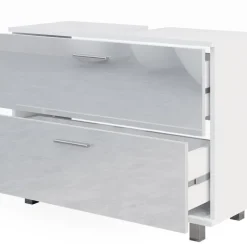 Vicco Badmöbel-Set Weiß Hochglanz Ilias, bestehend aus Badspiegelschrank, Waschbeckenunterschrank - mit Fächern für flexible Aufbewahrung