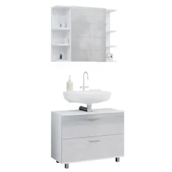 Vicco Badmöbel-Set Weiß Hochglanz Ilias, bestehend aus Badspiegelschrank, Waschbeckenunterschrank - mit Fächern für flexible Aufbewahrung