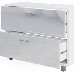 Vicco Badmöbel-Set Weiß Hochglanz Ilias, bestehend aus Bad Spiegelschrank, Waschbeckenunterschrank, Hochschrank - Offene und geschlossene Fächer für flexible Aufbewahrung