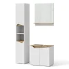 Vicco Badmöbel-Set Weiß Marelle, bestehend aus Bad Spiegelschrank, Waschbeckenunterschrank, Hochschrank - Praktische Aufbewahrung für Badutensilien