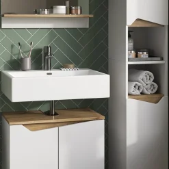 Vicco Badmöbel-Set Weiß Marelle, bestehend aus Bad Spiegelschrank, Waschbeckenunterschrank, Hochschrank - Praktische Aufbewahrung für Badutensilien