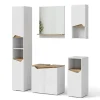 Vicco Badmöbel-Set Weiß Marelle, bestehend aus Bad Spiegelschrank, Midischrank, Hängeschrank, Waschbeckenunterschrank, Hochschrank - Praktische Aufbewahrung für Badutensilien