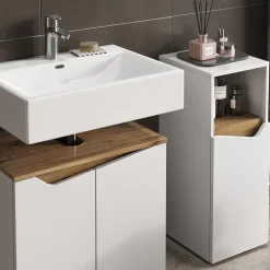 Vicco Badmöbel-Set Weiß Marelle, bestehend aus Bad Spiegelschrank, Waschbeckenunterschrank, Midischrank, Hängeschrank - Praktische Aufbewahrung für Badutensilien