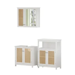 Vicco Badmöbel-Set Weiß Rosario, bestehend aus Bad Spiegelschrank, Waschbeckenunterschrank, Midischrank - Viel Stauraum oben und unten