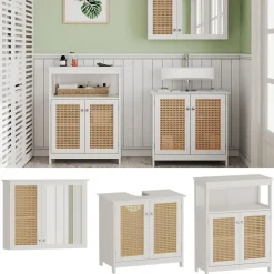 Vicco Badmöbel-Set Weiß Rosario, bestehend aus Bad Spiegelschrank, Waschbeckenunterschrank, Midischrank - Viel Stauraum oben und unten