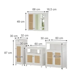 Vicco Badmöbel-Set Weiß Rosario, bestehend aus Bad Spiegelschrank, Waschbeckenunterschrank, Midischrank, Hängeschrank - Viel Stauraum oben und unten