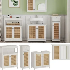 Vicco Badmöbel-Set Weiß Rosario, bestehend aus Bad Spiegelschrank, Waschbeckenunterschrank, Midischrank, Hängeschrank - Viel Stauraum oben und unten