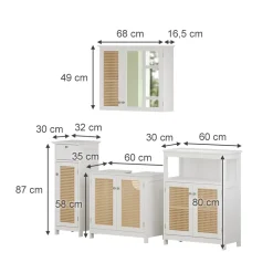 Vicco Badmöbel-Set Weiß Rosario, bestehend aus Bad Spiegelschrank, Waschbeckenunterschrank, Midischrank, Hängeschrank - Viel Stauraum oben und unten