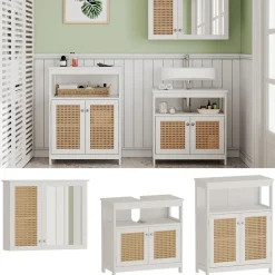 Vicco Badmöbel-Set Weiß Rosario, bestehend aus Bad Spiegelschrank, Waschbeckenunterschrank, Midischrank - Viel Stauraum oben und unten