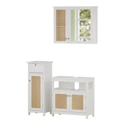 Vicco Badmöbel-Set Weiß Rosario, bestehend aus Bad Spiegelschrank, Waschbeckenunterschrank, Midischrank - Viel Stauraum oben und unten